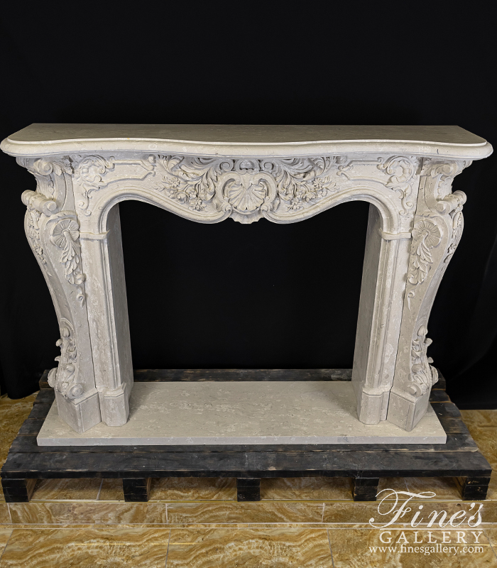 Marble Fireplaces  - Rococo Era Mantel In Italian Perlato Royal Marble - MFP-2264